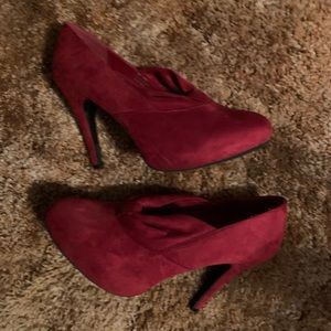 Cato Red Faux Suede Heels